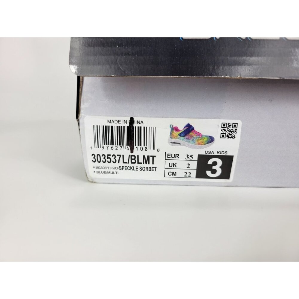 Skechers Microspec Max Speckle Sorbet Shoes Sneakers Youth Girl Size 3Y 303537L - Picture 2 of 10